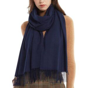 Women's Blue Navy Pashmina Shawl Wrap Soft Warm Fashion Blanket Imported Scarves